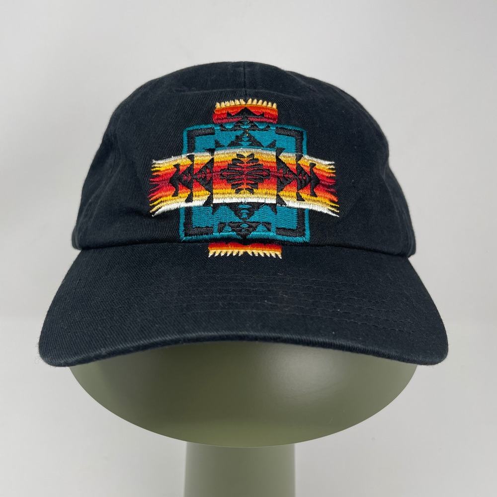 Pendleton Black Cotton Southwestern Aztec Embroidered Baseball Cap Hat Camping